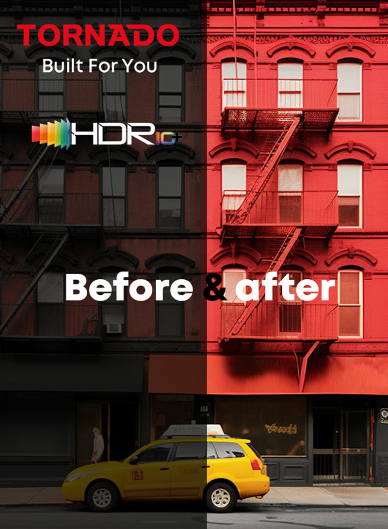 TORNADO 65 Inch 4K UHD Frameless Smart TV | 120HZ | Android | Built-in receiver | Youtube | Netflix | Big Size Ultra HD Television With Full Size Screen | No Frame - 65UA1410E Black - Image 5