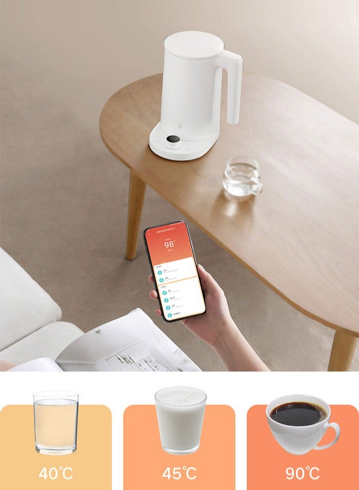 Xiaomi - 2 Pro Smart Electric Water Kettle LED Display Intelligent Temperature Control Fast Hot Boiling Stainless Teapot 1.7 L 1800 W MJJYSHO1YM White - Image 1