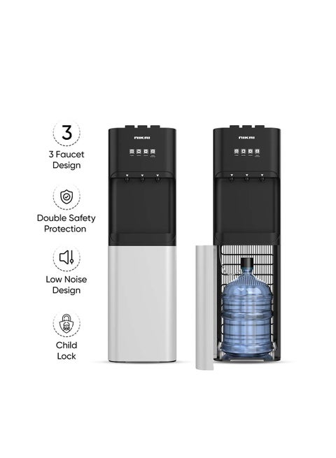 Stainless Steel Hot,Cold & Room Water Cooler Dispenser, Holds 3 & 5 Gallon Bottles, 3 Temperature Spouts, No Lift Bottom Loading