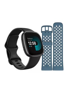 Fitbit Versa 4 Sports Pack, Health And Fitness Smartwatch With Blue Sport Band Black / Graphite  - Image 1