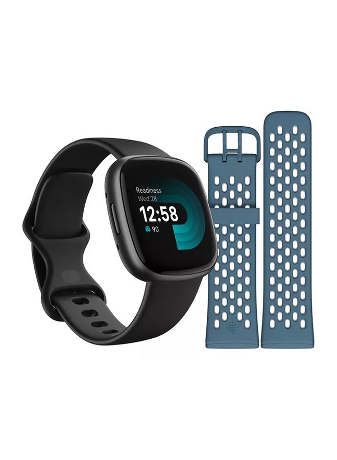 Fitbit Versa 4 Sports Pack, Health And Fitness Smartwatch With Blue Sport Band Black / Graphite  - Image 1