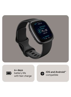 Fitbit Versa 4 Sports Pack, Health And Fitness Smartwatch With Blue Sport Band Black / Graphite  - Image 3