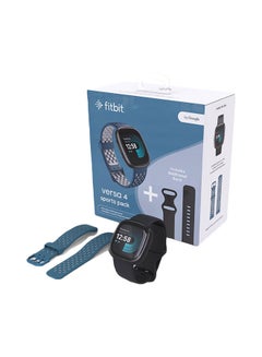 Fitbit Versa 4 Sports Pack, Health And Fitness Smartwatch With Blue Sport Band Black / Graphite  - Image 2