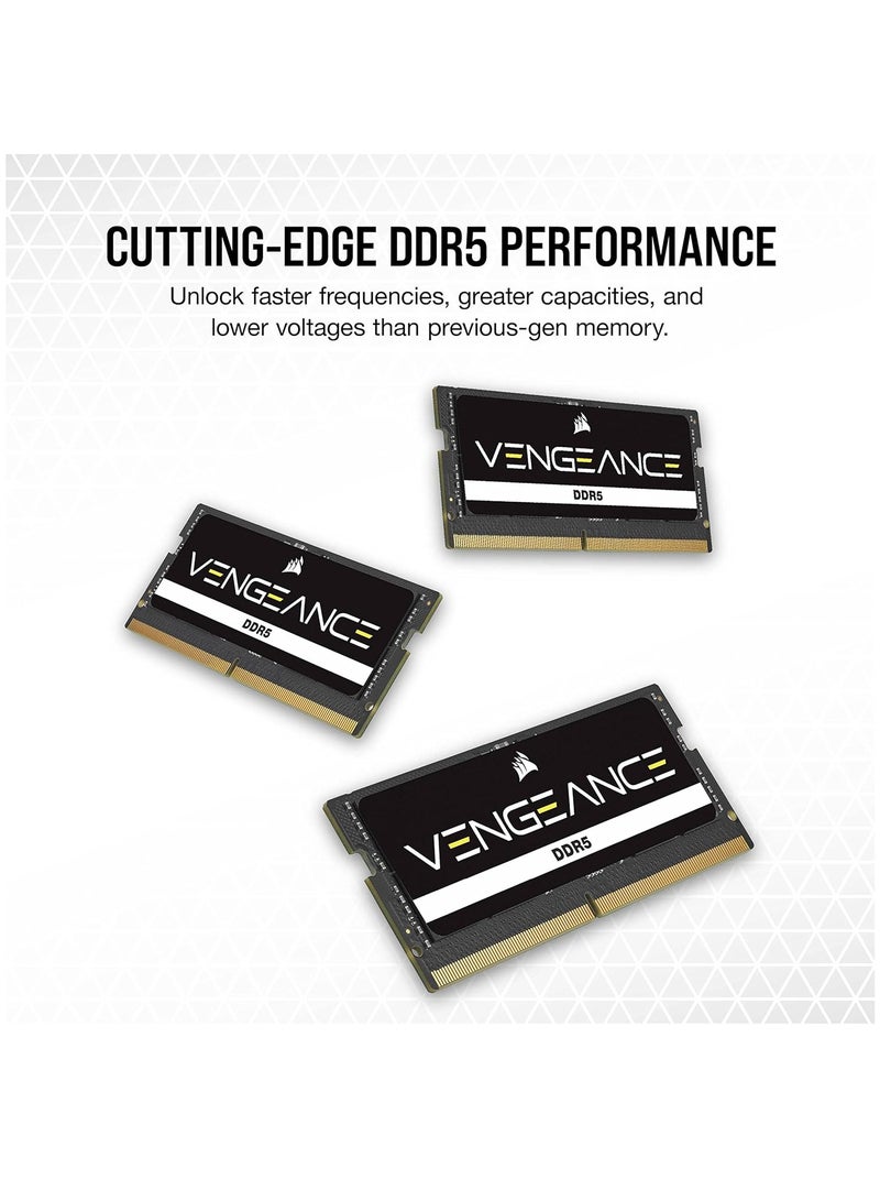 CORSAIR - Vengeance SO-DIMM DDR5 Ram (1x16GB) 4800MHz CL40 Intel XMP iCUE Compatible Computer Memory, (CMSX16GX5M1A4800C40) 16GBNone Black - Image 1