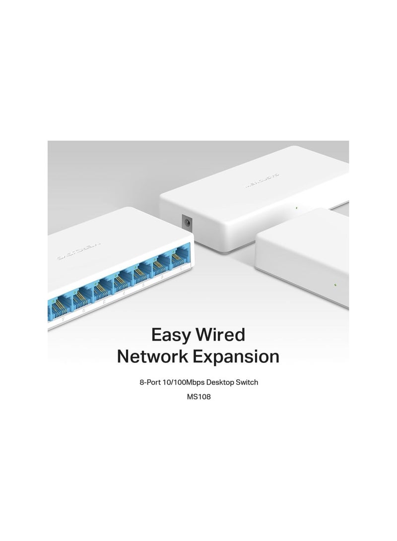 MERCUSYS - 8-Port 10/100Mbps Desktop Switch White - Image 1