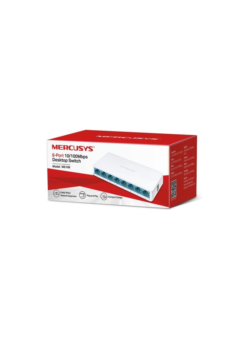MERCUSYS - 8-Port 10/100Mbps Desktop Switch White - Image 1