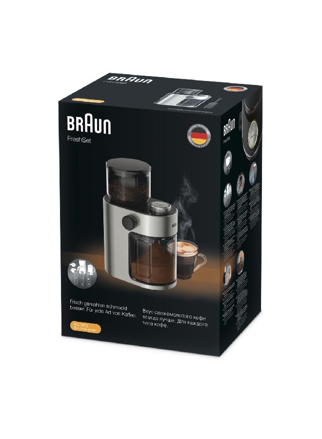 براون مطحنة القهوة فريش سيت ذات 15 إعدادًا للحماية من الحرارة الزائدة، سعة 3 كجم وقوة 1100 وات BRKG7070GRI متعدد الألوان - Image 2