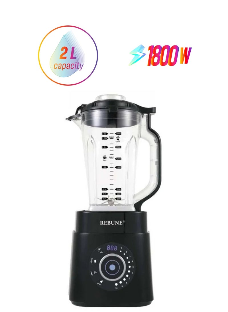 REBUNE REBUNE Ultra-Fast Electric Blender 2 L 1800 W RE-2-104 Black  - Image 1