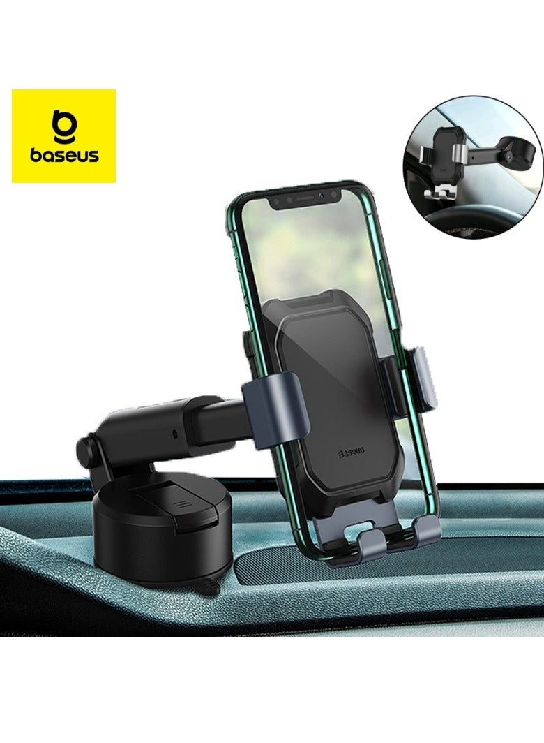 Baseus Gravity Car Phone Holder For Dashboard/Windshield Car Mount Ultra Stable Car Mobile Holder With Strong Suction Cup Car Stand Fit For iPhone 15 Pro Max Galaxy S24 S23 And All Mobile Phone 4.7" To 6.5" Tarnish Black - Image 1