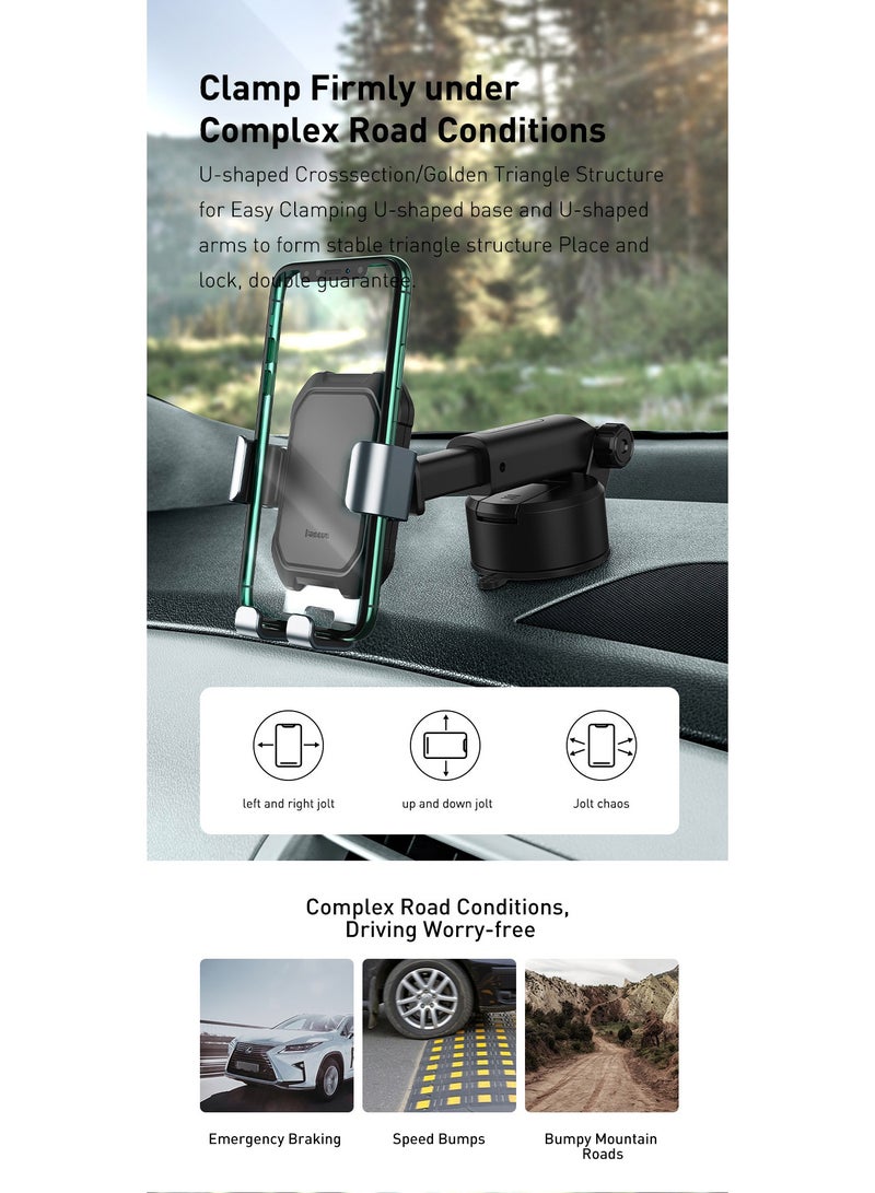 Baseus Gravity Car Phone Holder For Dashboard/Windshield Car Mount Ultra Stable Car Mobile Holder With Strong Suction Cup Car Stand Fit For iPhone 15 Pro Max Galaxy S24 S23 And All Mobile Phone 4.7" To 6.5" Tarnish Black - Image 4