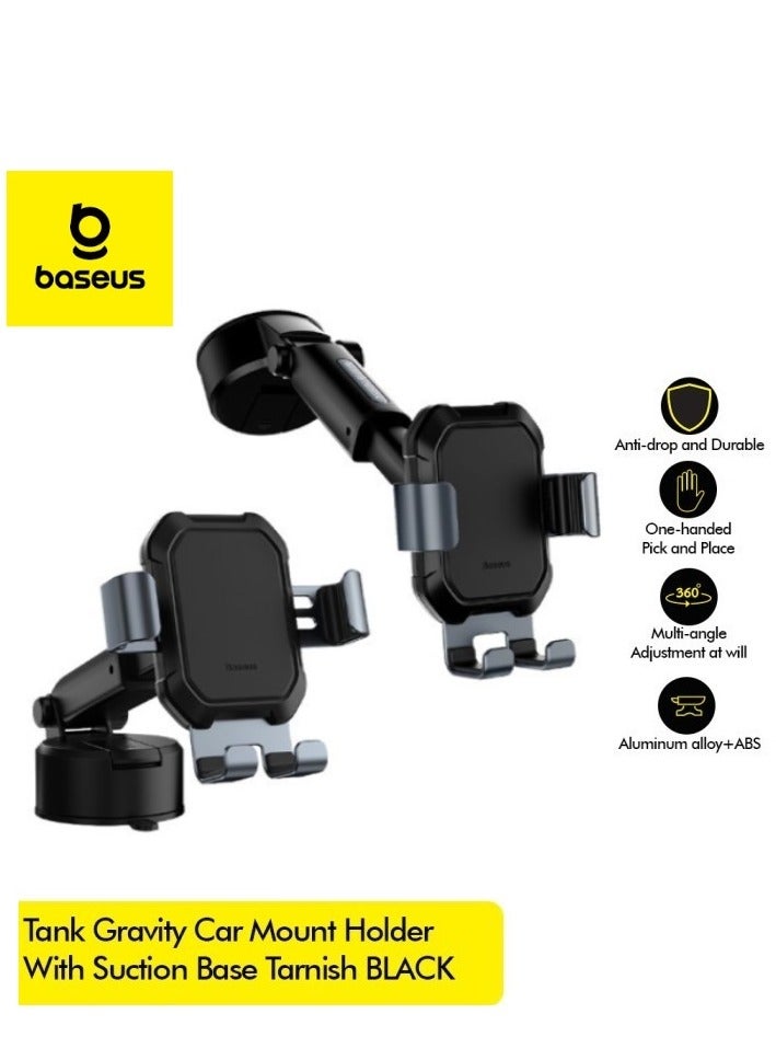 Baseus Gravity Car Phone Holder For Dashboard/Windshield Car Mount Ultra Stable Car Mobile Holder With Strong Suction Cup Car Stand Fit For iPhone 15 Pro Max Galaxy S24 S23 And All Mobile Phone 4.7" To 6.5" Tarnish Black - Image 2
