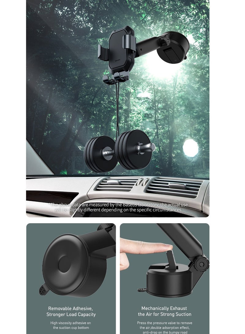 Baseus Gravity Car Phone Holder For Dashboard/Windshield Car Mount Ultra Stable Car Mobile Holder With Strong Suction Cup Car Stand Fit For iPhone 15 Pro Max Galaxy S24 S23 And All Mobile Phone 4.7" To 6.5" Tarnish Black - Image 3