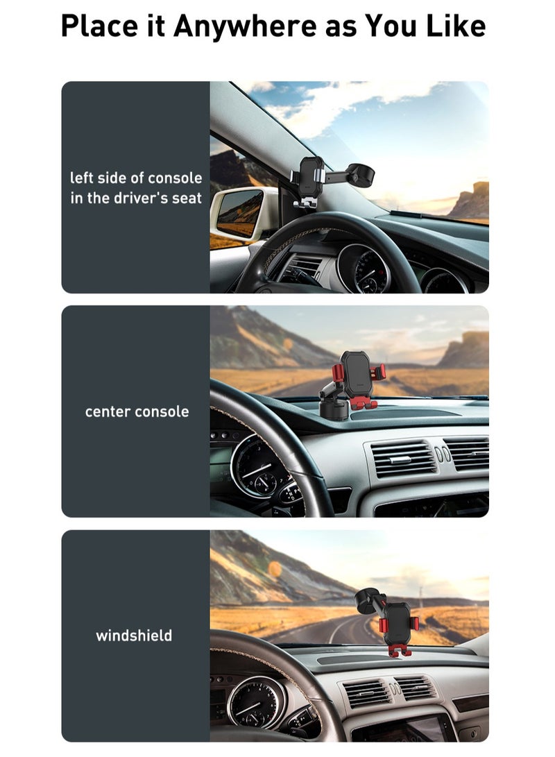 Baseus Gravity Car Phone Holder For Dashboard/Windshield Car Mount Ultra Stable Car Mobile Holder With Strong Suction Cup Car Stand Fit For iPhone 15 Pro Max Galaxy S24 S23 And All Mobile Phone 4.7" To 6.5" Tarnish Black - Image 5