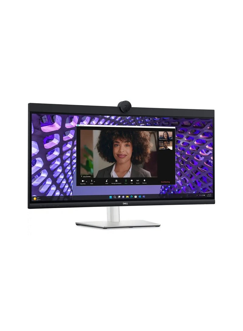 DELL - 34-Inch Curved Conferencing Monitor WQHD IPS Display, 60Hz Refresh Rate, Up to 5ms Response Time, 3800R Curved, Height, Swivel & Tilt Adjustability, Built-In Camera & Speaker P3424WEB Black - Image 1