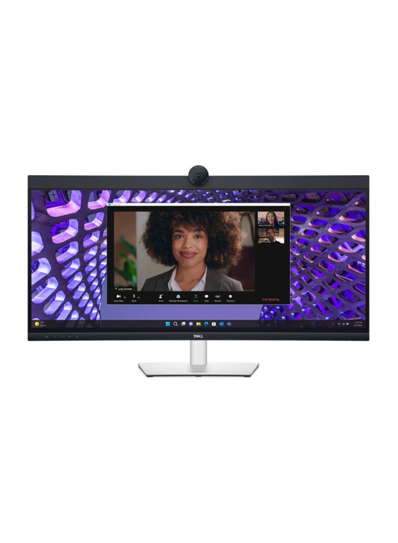 ديل شاشة مؤتمرات منحنية مقاس 34 بوصة، شاشة WQHD IPS، معدل تحديث 60 هرتز، وقت استجابة يصل إلى 5 مللي ثانية، منحني 3800R، إمكانية ضبط الارتفاع والدوران والإمالة، كاميرا ومكبر صوت مدمجين P3424WEB - Image 1