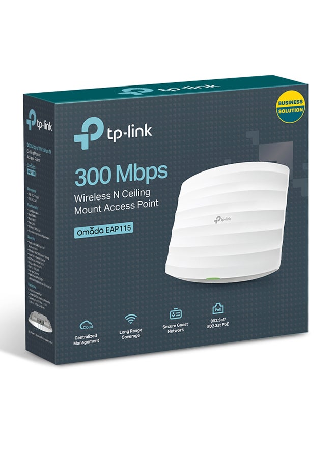 TP-LINK - Ceiling Mount Wi-Fi Access Point, 300 Mbps, PoE Support, Secure Guest Network, 2.4-2.4835GHz Frequency White - Image 1