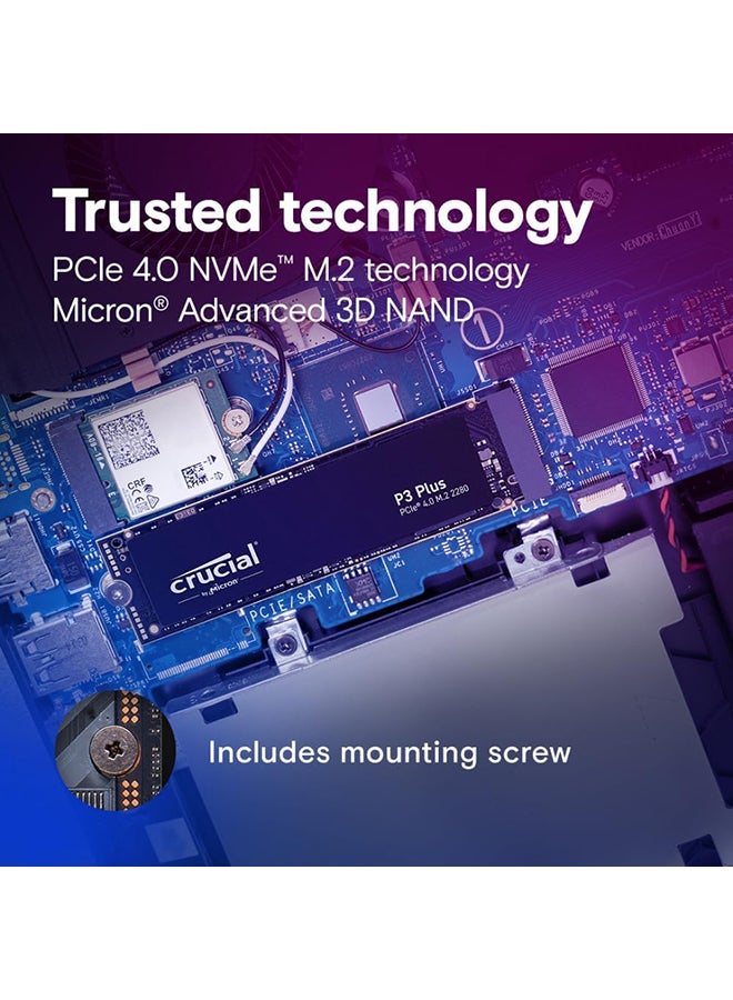 كروشيال - P3 Plus PCIe 4.0 3D NAND NVMe M.2 Ssd، بسرعة تصل إلى 5000 ميجا بايت/ثانية CT1000P3PSSD8 1 تيرابايت - Image 1