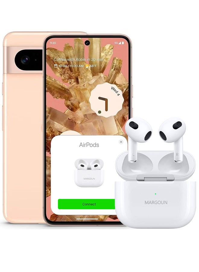 MARGOUN Google Pixel 8 Bluetooth Headphones With Charging Case Wireless Earbuds 3Rd Generation Bluetooth Sport In-Ear Headphones Hi-Fi Stereo Sound Noise Reduction White - Image 1