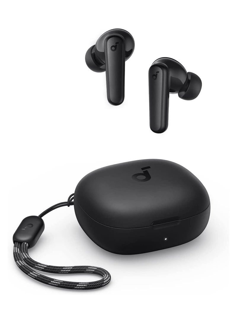 آنكر - سماعات أذن Soundcore من Anker R50i True Wireless مقاس 10 مم مع صوت جهير كبير، وبلوتوث 5.3، ووقت تشغيل 30 ساعة، ومقاومة للماء IPX5، ومكالمات واضحة بتقنية الذكاء الاصطناعي مع 2 ميكروفون، و22 مُعادل صوت مُسبق عبر التطبيق باللون الأسود - Image 1