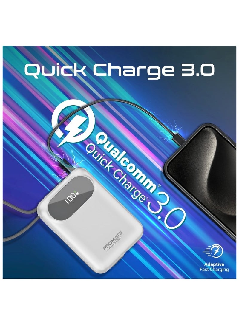 PROMATE - 20000 mAh 20000 mAh Power Bank, Universal Ultra-Compact Portable Charger, 27W Lightning Cables, Built-In 35W USB-C Power Delivery, 22.5W USB-A QC 3.0 Port For iPhone 16, Galaxy S25, Powerpod-20 - White - Image 1