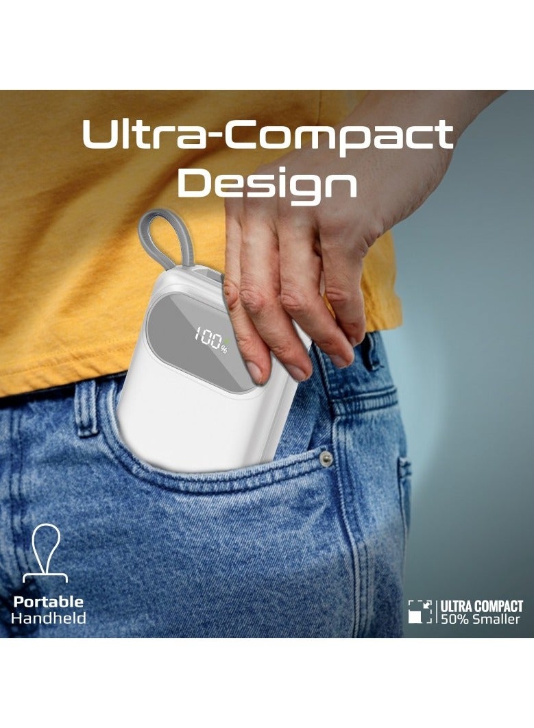 PROMATE - 20000 mAh 20000 mAh Power Bank, Universal Ultra-Compact Portable Charger, 27W Lightning Cables, Built-In 35W USB-C Power Delivery, 22.5W USB-A QC 3.0 Port For iPhone 16, Galaxy S25, Powerpod-20 - White - Image 1