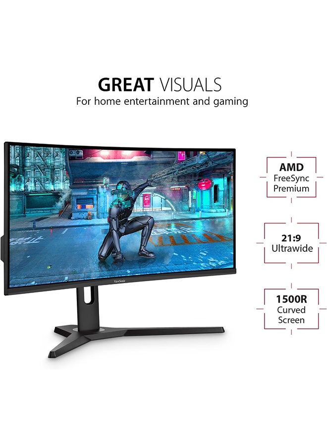 ViewSonic - VX3418-2KPC 34” UWQHD 144Hz Curved Gaming Monitor Black - Image 1