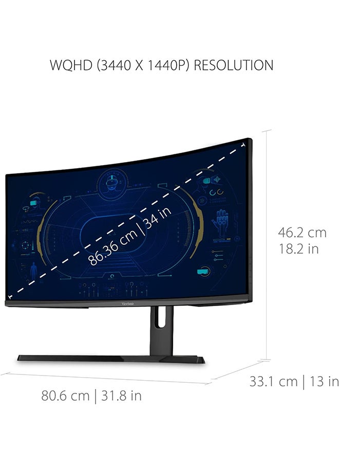 ViewSonic - VX3418-2KPC 34” UWQHD 144Hz Curved Gaming Monitor Black - Image 1