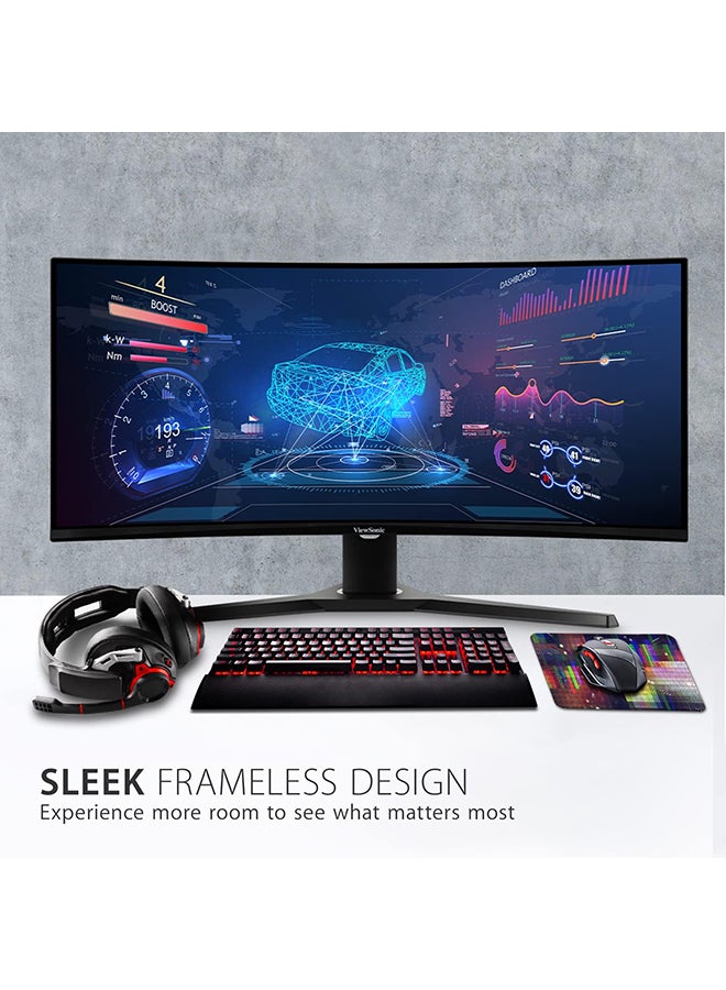 ViewSonic - VX3418-2KPC 34” UWQHD 144Hz Curved Gaming Monitor Black - Image 1