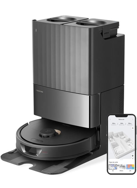 Q Revo Robot Vacuum And Mop, Auto-Drying, Auto Mop Washing, Dual Spinning Mops, Auto Mop Lifting, Self-Refilling, Self-Emptying, Reactive Tech Obstacle Avoidance, 5500Pa 2.7 L 60 W QR52-00 Black