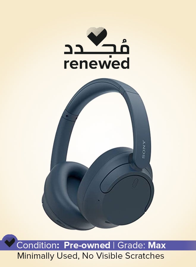 متجدد - WH-CH720 سماعات رأس لاسلكية بخاصية إلغاء الضوضاء بلوتوث فوق الأذن مع ميكروفون للمكالمات الهاتفية أزرق
