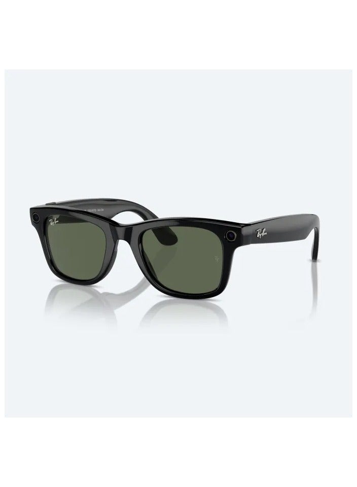 Meta - Ray Ban Wayfarer RW4006 Shiny Black Frames With G15 Green Classic Lenses Direct To Social 12MP Camera Open Ear Audio Five-Mic System AI Voice Control - Image 1