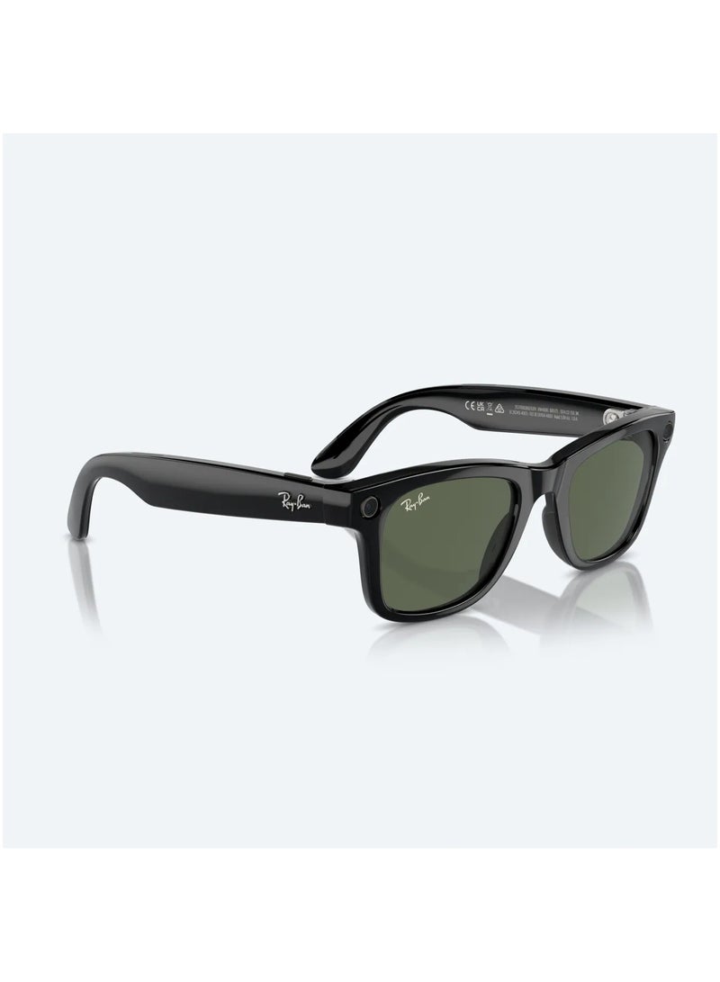 Meta - Ray Ban Wayfarer RW4006 Shiny Black Frames With G15 Green Classic Lenses Direct To Social 12MP Camera Open Ear Audio Five-Mic System AI Voice Control - Image 1
