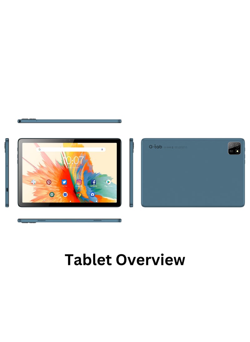 G-Tab - T11 Tablet/10.1 Inches IPS Screen/Octa Core 1.6GHz Processor/5G WiFi/6580mAh Battery/4G Dual Sim/4GB RAM + 128GB ROM/5MP Front+13MP Rear Camera/Includes- Touch Pen/OTG/Tempered Glass/Flip Cover - Image 1