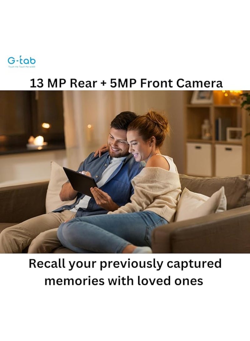 G-Tab - T11 Tablet/10.1 Inches IPS Screen/Octa Core 1.6GHz Processor/5G WiFi/6580mAh Battery/4G Dual Sim/4GB RAM + 128GB ROM/5MP Front+13MP Rear Camera/Includes- Touch Pen/OTG/Tempered Glass/Flip Cover - Image 1