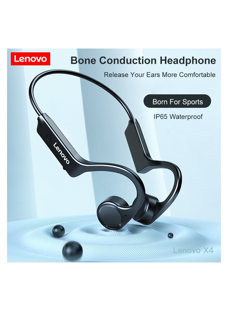 Lenovo X4 Bone Conduction Headphones Wireless Bluetooth 5.0 Earphone Outdoor Sports Headset Waterproof Hands-Free With Microphone Black - Image 3
