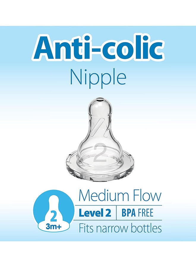 دكتور براونز حلمة رضاعة سيليكون ضيقة من مستوى التدفق الطبيعي 2، تدفق متوسط، 3 أشهر+، حلمة رضاعة سيليكون 100%، 6 قطع - Image 2