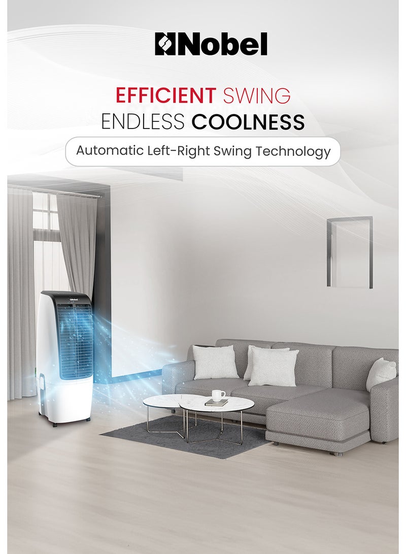 Nobel - Air Cooler , 20L Capacity, Detachable Water Tank, 3 Wind Modes, 4 Wind Speeds, Touch & Remote Control, Honeycomb Filter, Automatic Shutdown, Silent Operation 20 L 110 W NAC400 White - Image 1