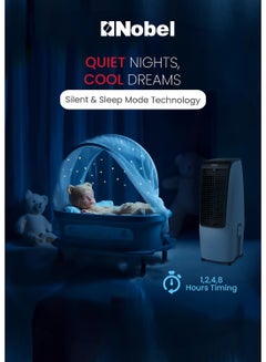 Nobel Air Cooler , 20L Capacity, Detachable Water Tank, 3 Wind Modes, 4 Wind Speeds, Touch & Remote Control, Honeycomb Filter, Automatic Shutdown, Silent Operation 20 L 110 W NAC400 White  - Image 5