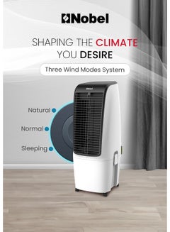 Nobel Air Cooler , 20L Capacity, Detachable Water Tank, 3 Wind Modes, 4 Wind Speeds, Touch & Remote Control, Honeycomb Filter, Automatic Shutdown, Silent Operation 20 L 110 W NAC400 White  - Image 2