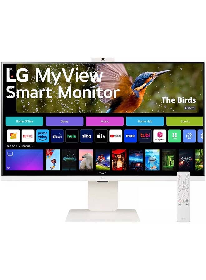 إل جي شاشة MyView مقاس 32 بوصة بدقة 4K UHD IPS الذكية مع كاميرا ويب FHD، و5 مللي ثانية (GTG)، وWebOS 23 وThinQ Home، وAirPlay 2، و1.07B ألوان مع HDR10، وWi-Fi &amp; BT Connect، وUSB Type-C 90W PD | 32SR85U-W  - Image 1