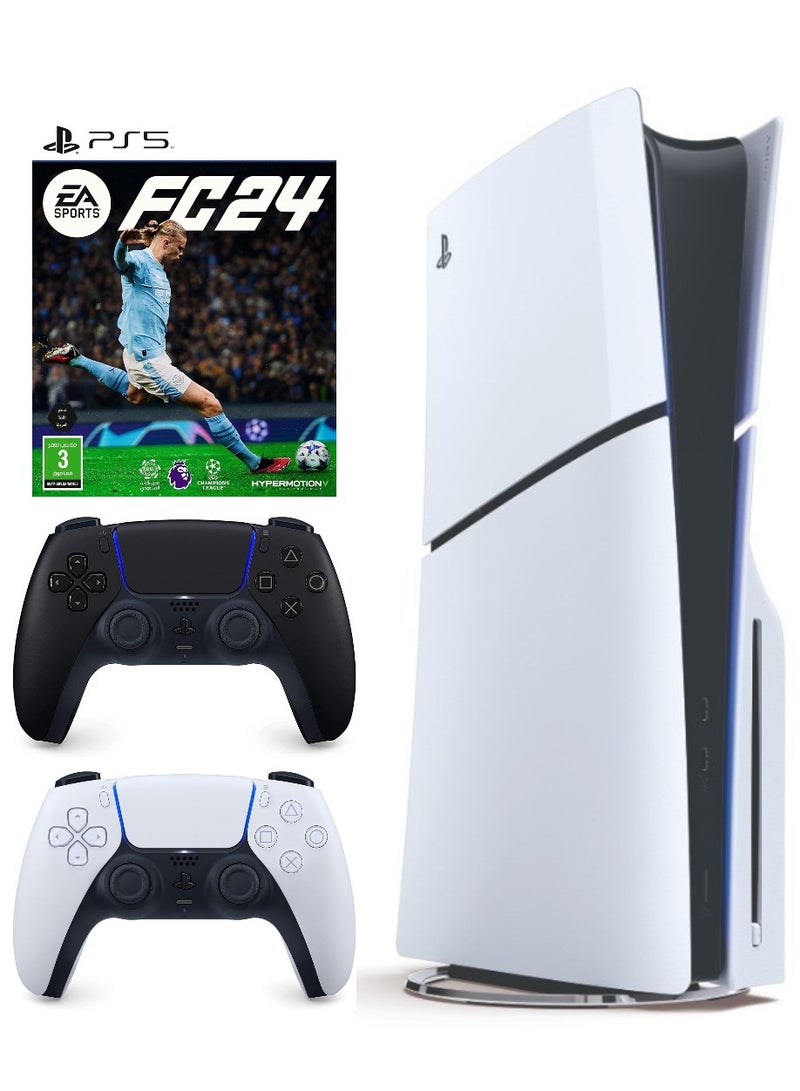 Sony - PlayStation 5 Disc Console (Slim) With Black Controller And FC 24 - Image 1
