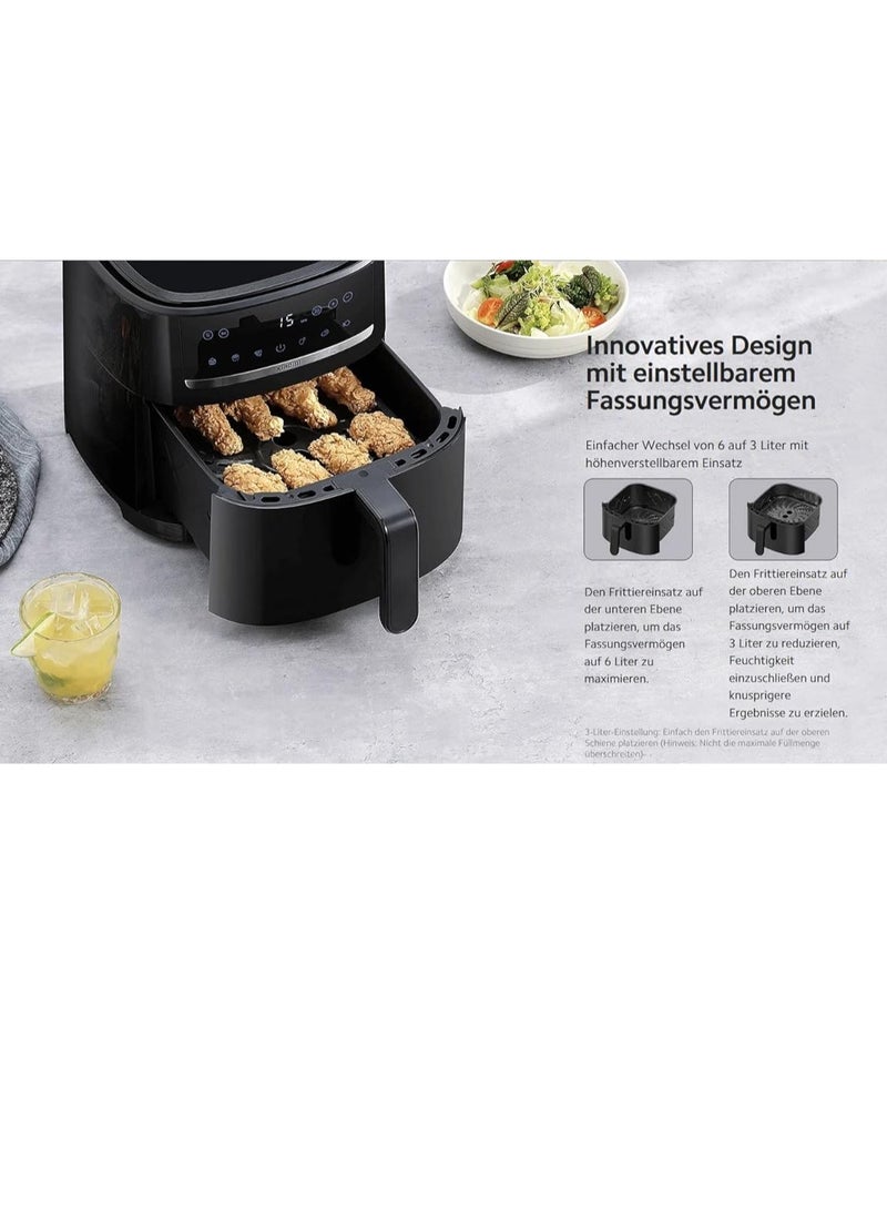 Air Fryer 6L, XXL Hot Air Fryer, 40°-200° Adjustable, 360° Hot Air Circulation, 6 Programmes, Frying Without Oil 6 L 1500 W MAF08 black - pnsku/N70050725V/45/_/1709291035/b770bf88-988f-497e-97be-ed625dc652e2