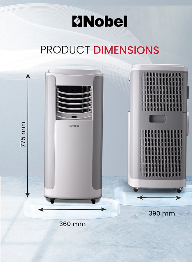 Nobel Portable Air Conditioner 3-in-1 Cooling Fan, Dehumidifier, 420m3/h Airflow, Eco-Friendly, Quiet Operation, Digital Thermostat, with Remote Control 1610 W NPAC15C White  - Image 2