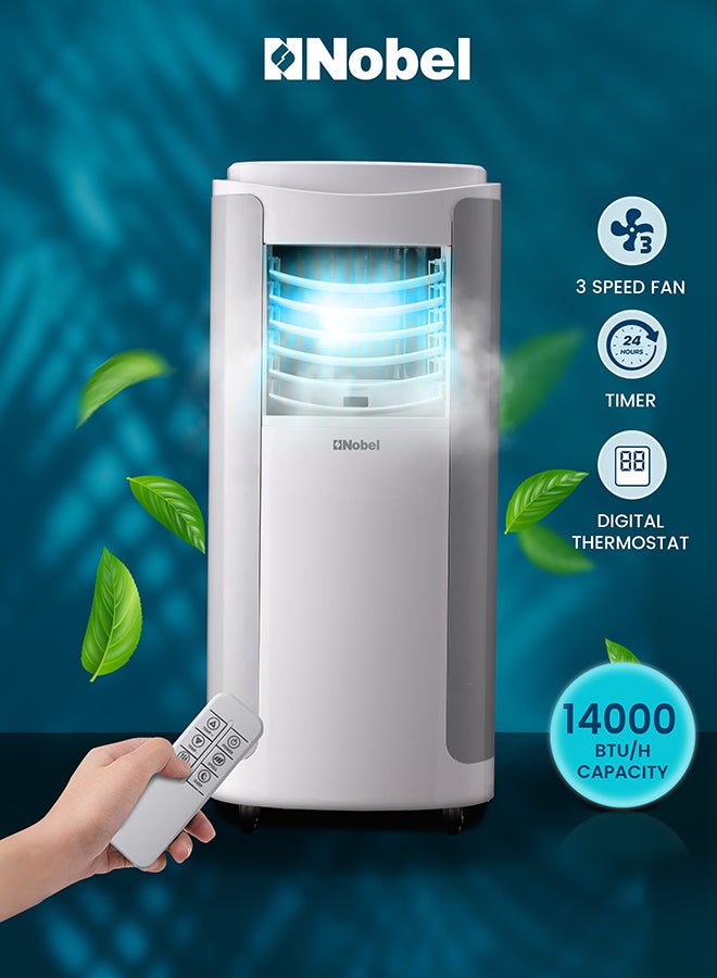 Portable Air Conditioner 3-in-1 Cooling Fan, Dehumidifier, 420m3/h Airflow, Eco-Friendly, Quiet Operation, Digital Thermostat, with Remote Control 1610 W NPAC15C White