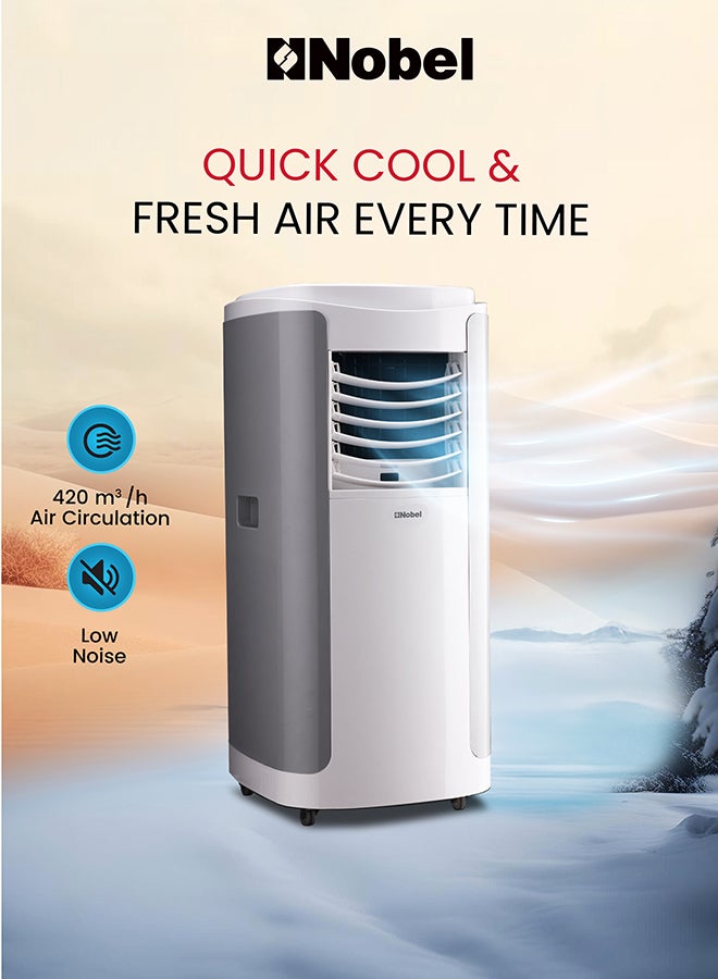 Nobel Portable Air Conditioner 3-in-1 Cooling Fan, Dehumidifier, 420m3/h Airflow, Eco-Friendly, Quiet Operation, Digital Thermostat, with Remote Control 1610 W NPAC15C White  - Image 4