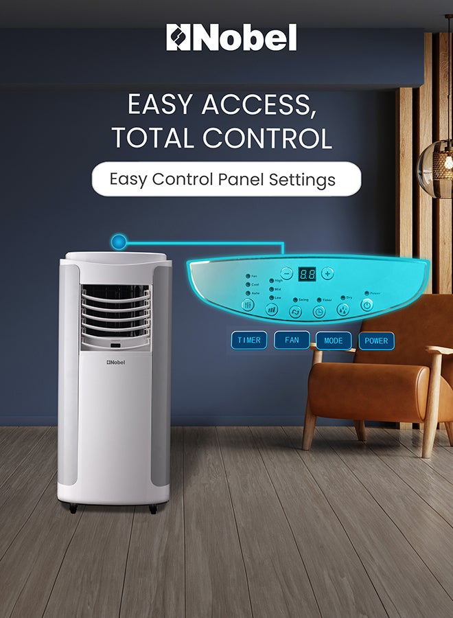 Nobel Portable Air Conditioner 3-in-1 Cooling Fan, Dehumidifier, 420m3/h Airflow, Eco-Friendly, Quiet Operation, Digital Thermostat, with Remote Control 1610 W NPAC15C White  - Image 5