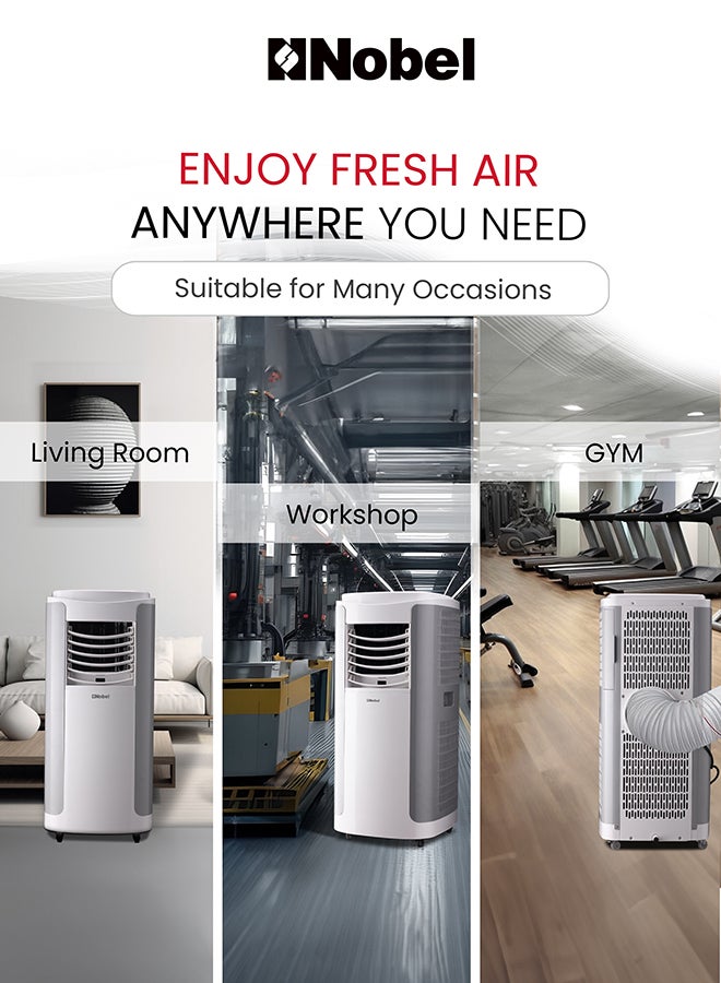 Portable Air Conditioner 3-in-1 Cooling Fan, Dehumidifier, 420m3/h Airflow, Eco-Friendly, Quiet Operation, Digital Thermostat, with Remote Control 1610 W NPAC15C White
