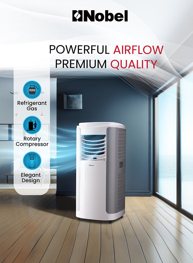 Nobel Portable Air Conditioner 3-in-1 Cooling Fan, Dehumidifier, 420m3/h Airflow, Eco-Friendly, Quiet Operation, Digital Thermostat, with Remote Control 1610 W NPAC15C White  - Image 3