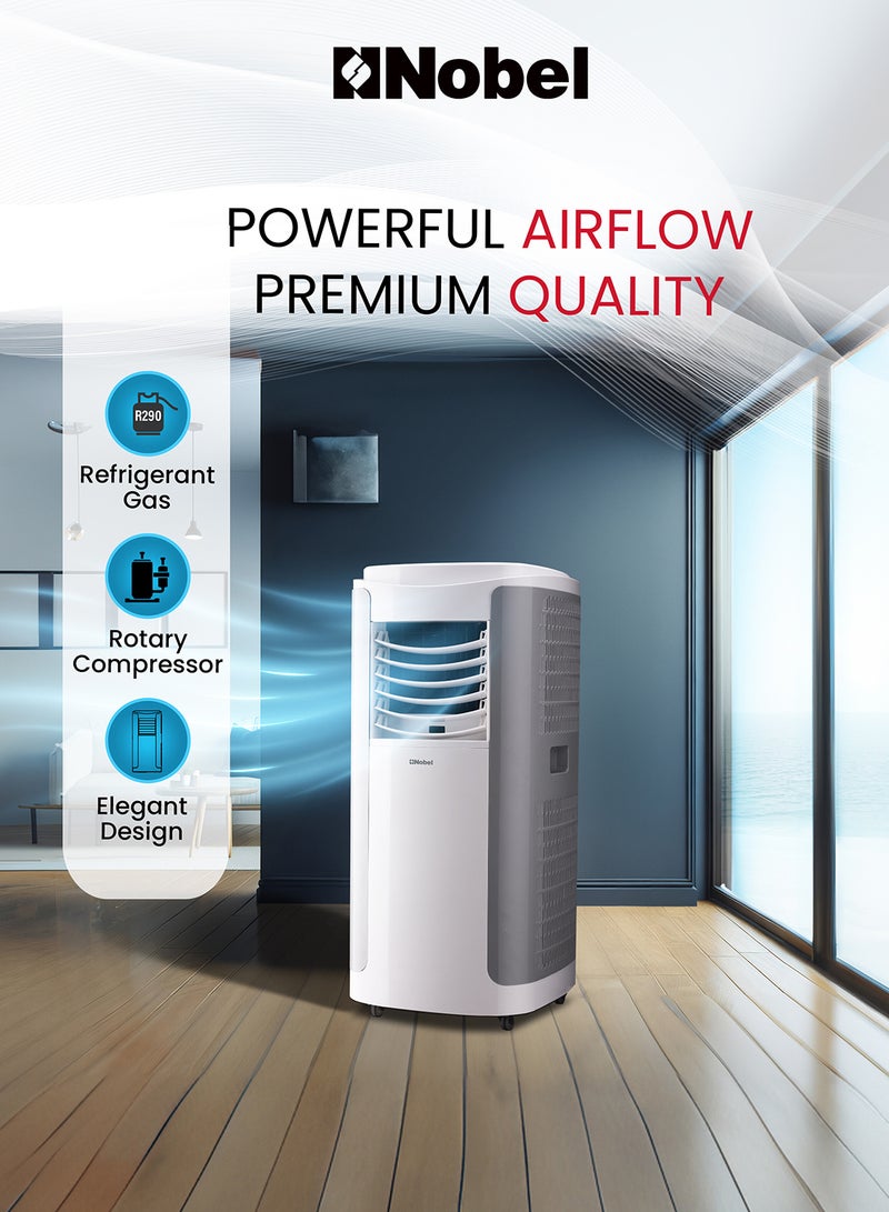 Portable Air Conditioner 3-in-1 Cooling Fan, Dehumidifier, 420m3/h Airflow, Eco-Friendly, Quiet Operation, Digital Thermostat, with Remote Control 1610 W NPAC15C White
