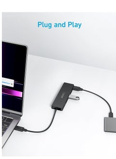 Anker 4-Port USB 3.0 Data Hub, Ultra-Slim 5Gbps USB-C OTG Hub With 20cm Extended Cable, For MacBook, Mac Pro, Mac Mini, iMac, Surface Pro, XPS, PC, Flash Drive, Mobile HDD (Charging Not Supported) Black  - Image 3